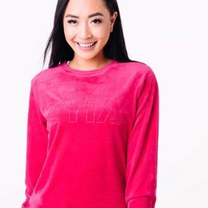 Zyia Fuchsia Velvet Sweatshirt, Small